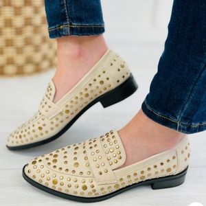 ShuShop Gold and Cream Elegant Flats